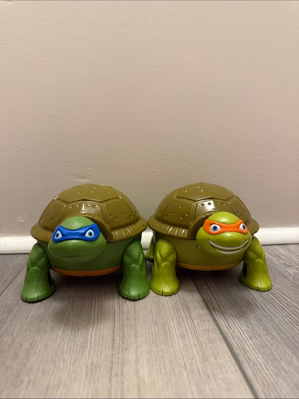 Green Turtle Shell Figures with Blue & Orange Masks - Set of 2